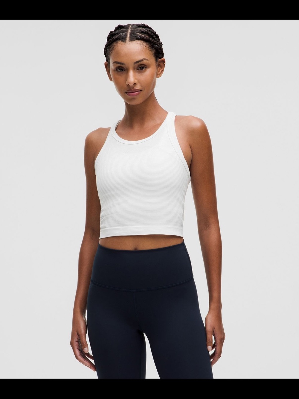 lululemon athletica White Ribbed Cropped Tank